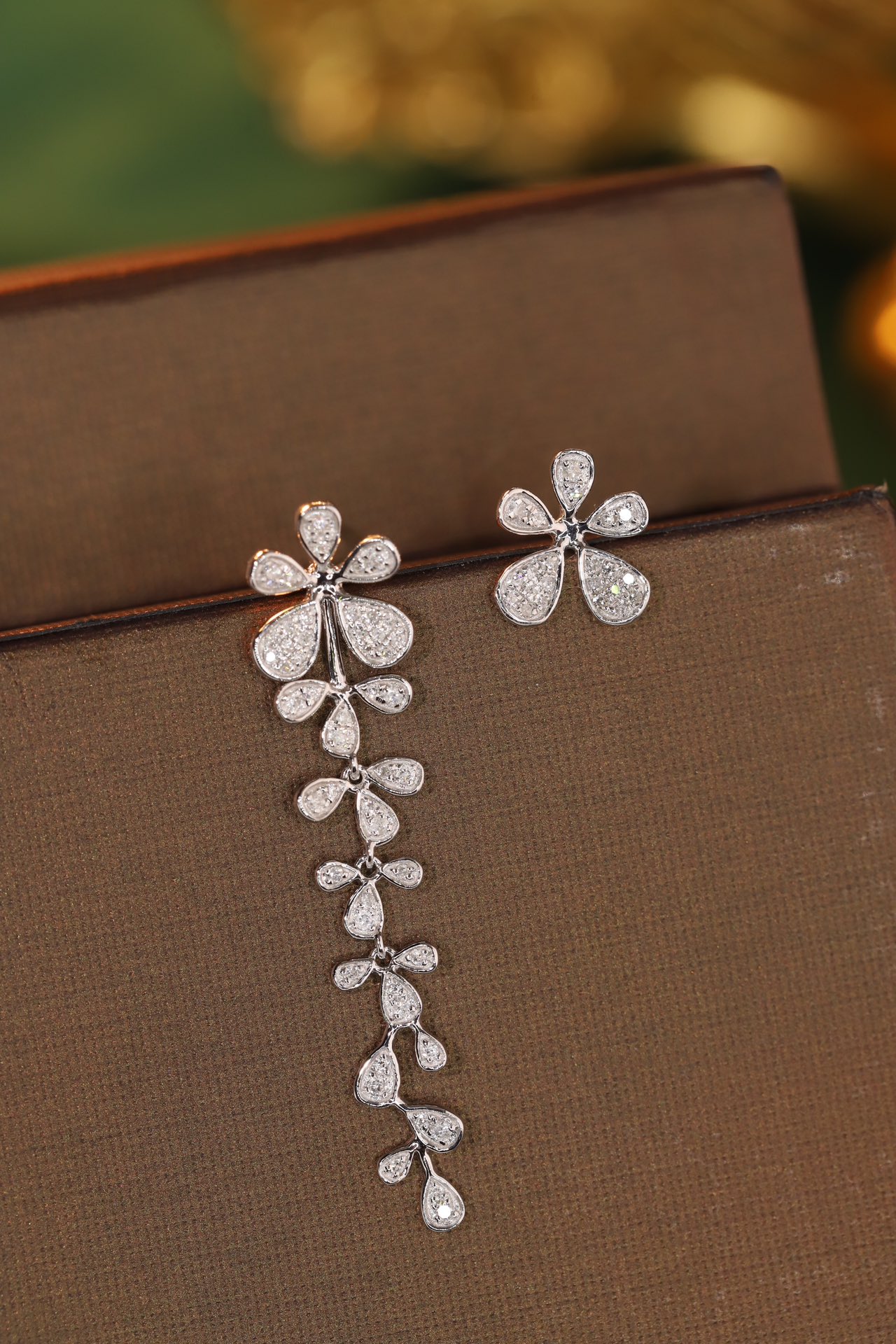 Two-piece style 18K Gold Natural Diamond Stud Earrings | Cluster-Set 0.40 CT Diamonds 