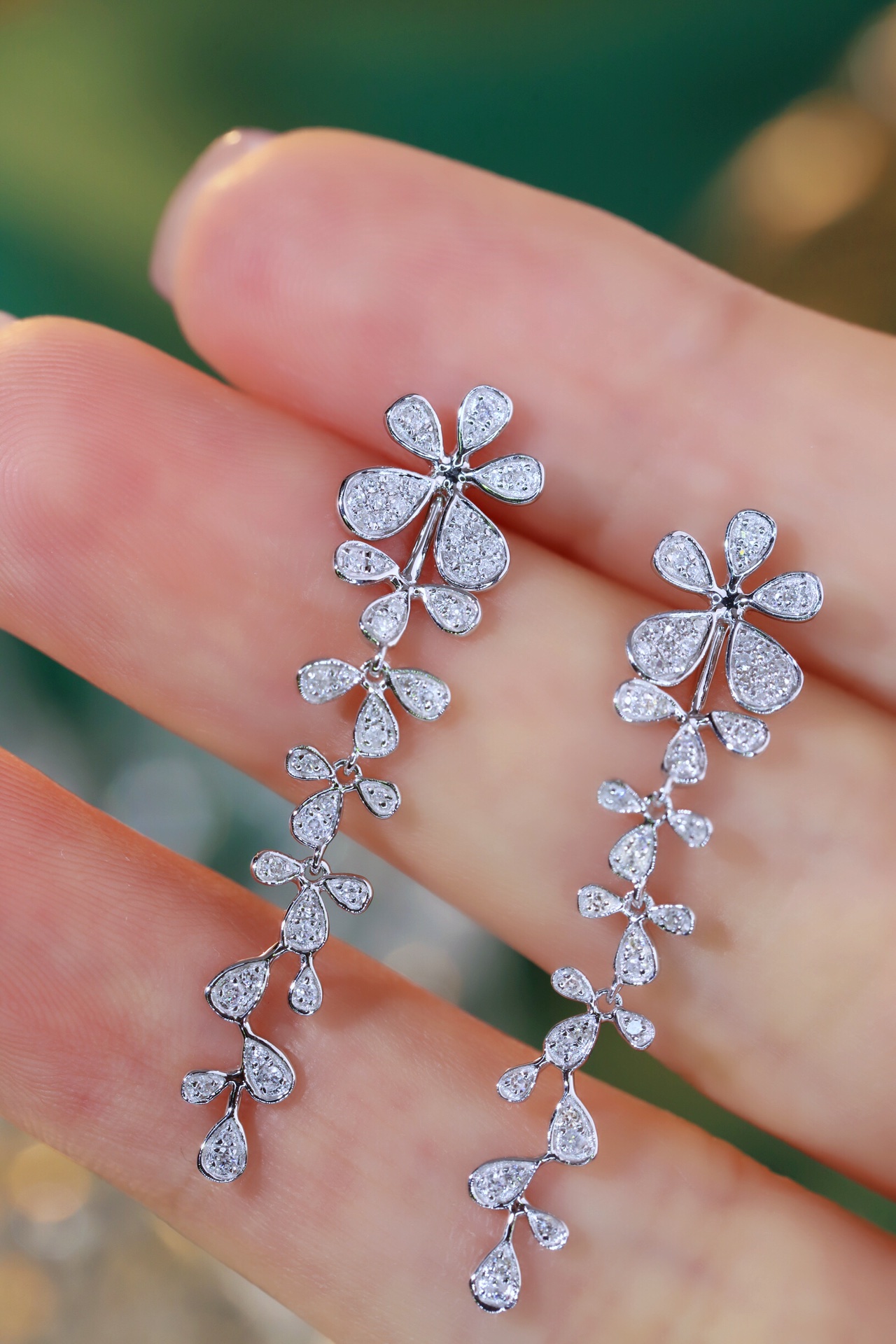 Two-piece style 18K Gold Natural Diamond Stud Earrings | Cluster-Set 0.40 CT Diamonds 