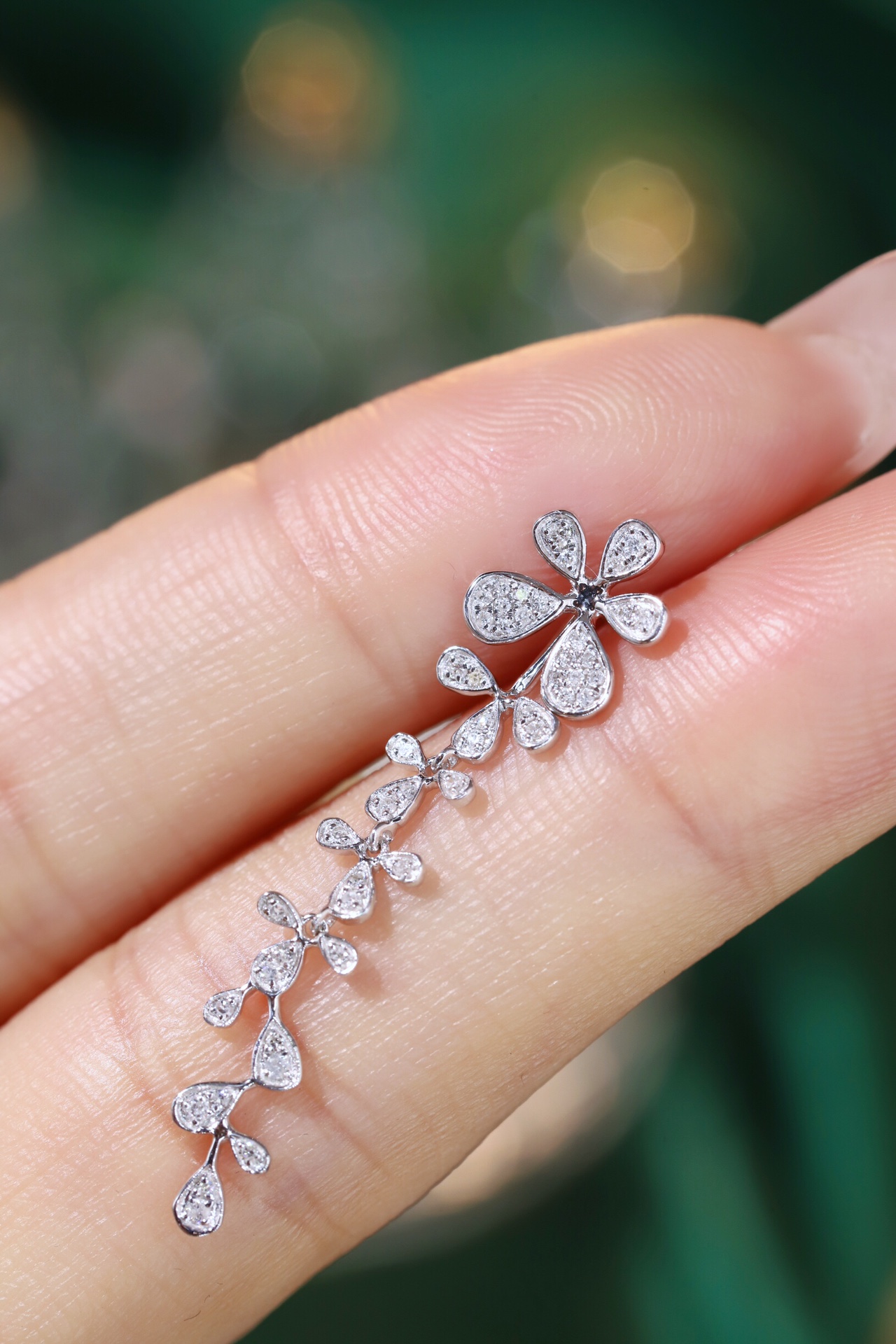 Two-piece style 18K Gold Natural Diamond Stud Earrings | Cluster-Set 0.40 CT Diamonds 