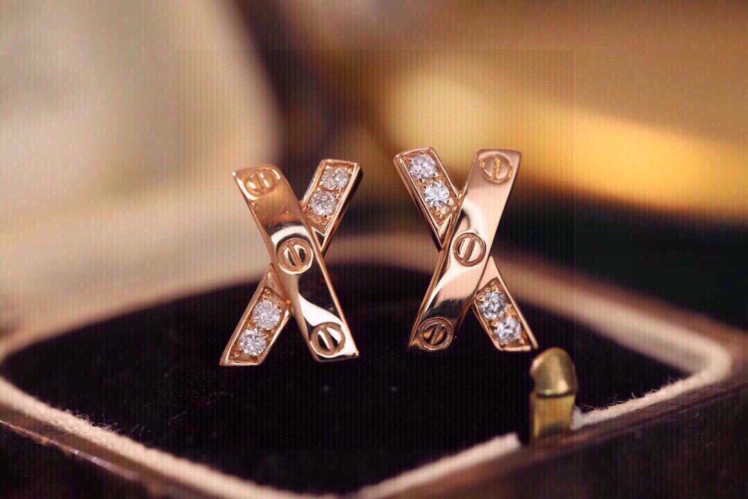 X 18K Gold Natural Diamond Stud Earrings | Cluster-Set 0.16CT Diamonds 