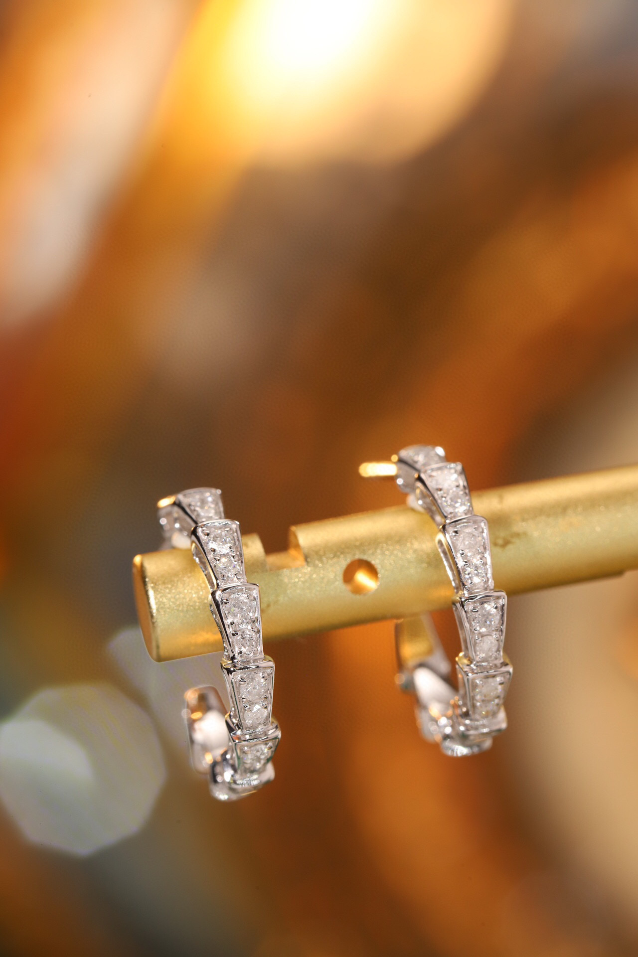 snake bone earrings 18K Gold Natural Diamond Stud Earrings | Cluster-Set 0.50CT Diamonds 