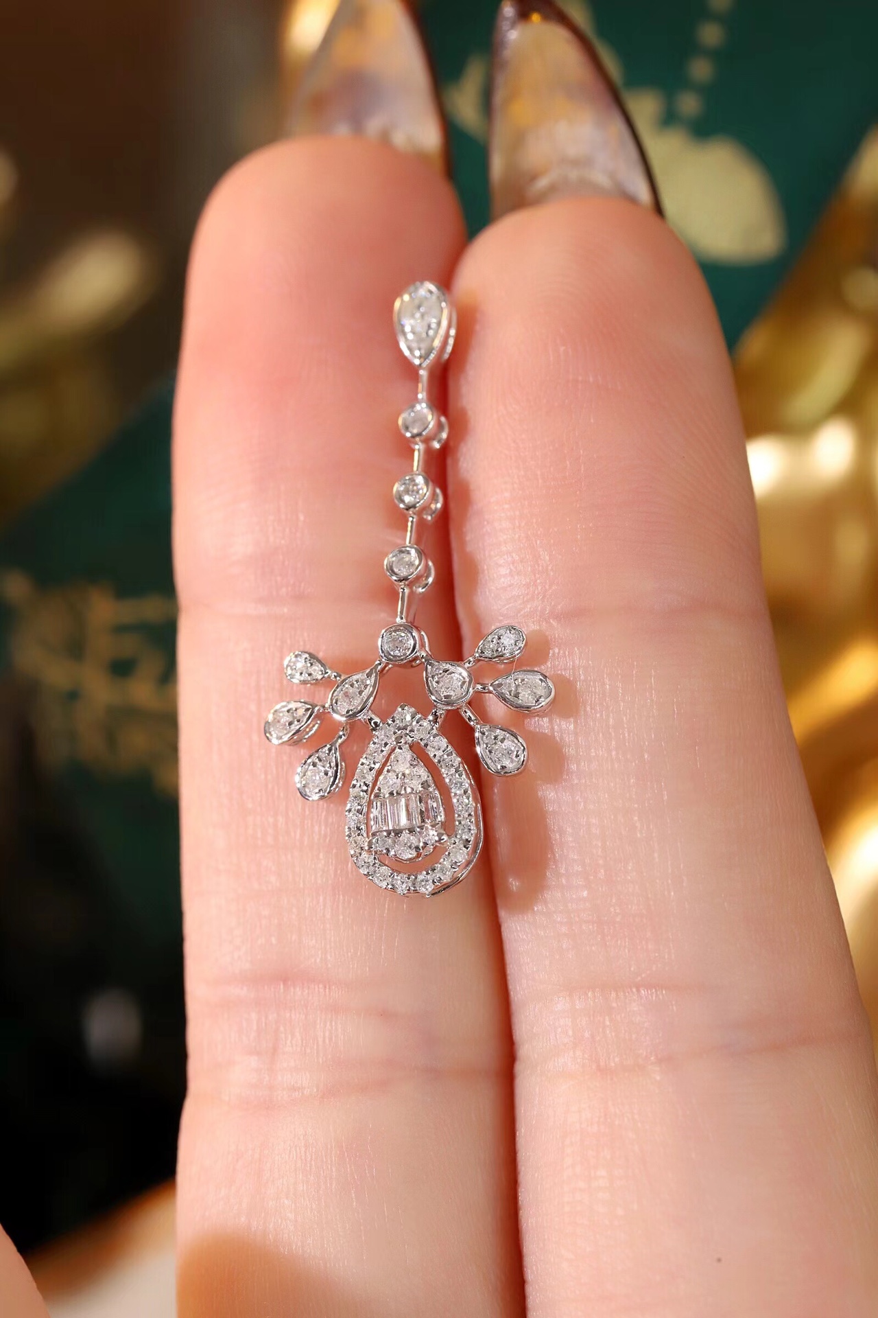 18k Gold Earrings, Studded with 0.60ct Natural Diamond 