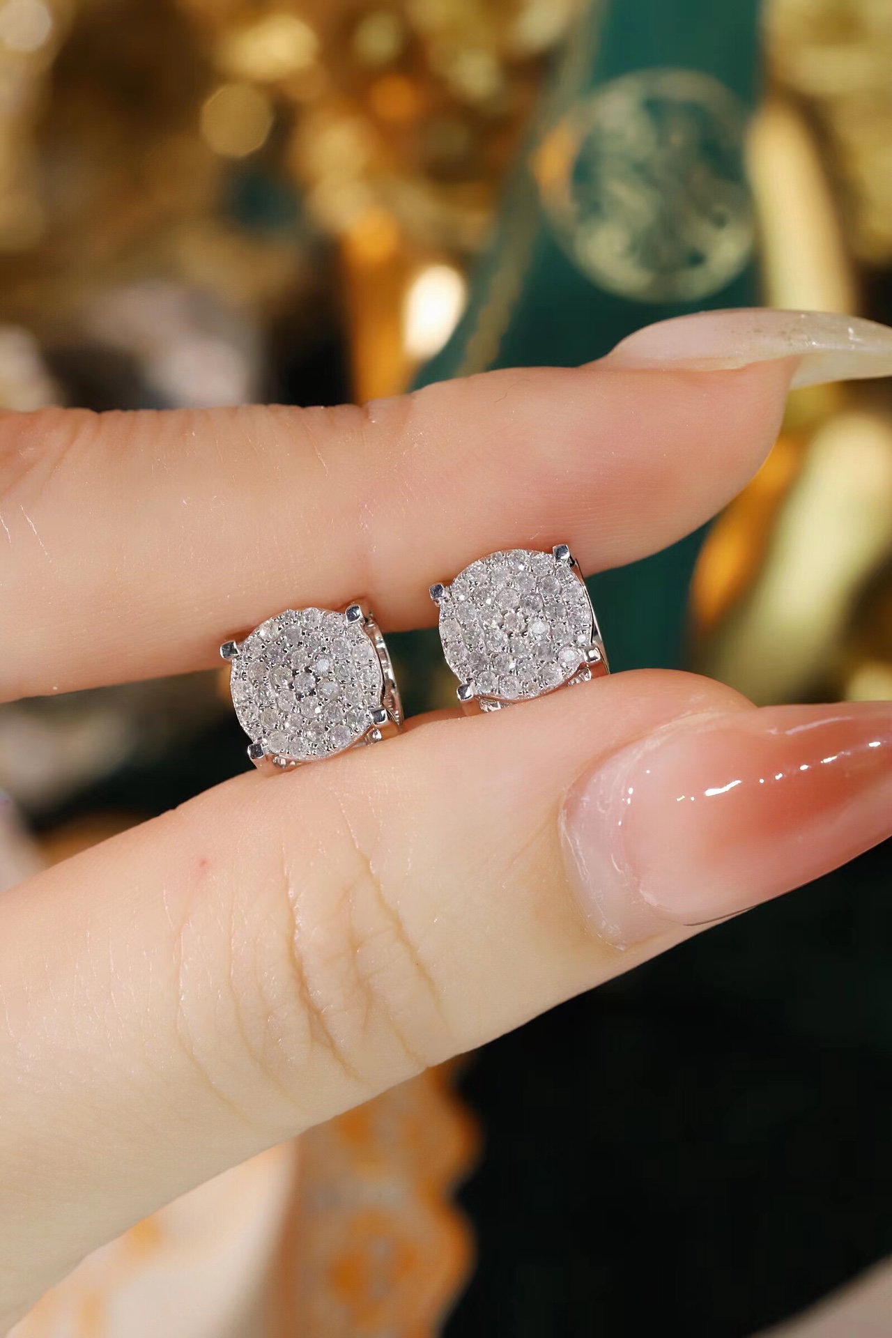 18k Gold Earring Studs with Bull Head Design; Diamond Insert of 0.50 ct Set in a Hidden Mount