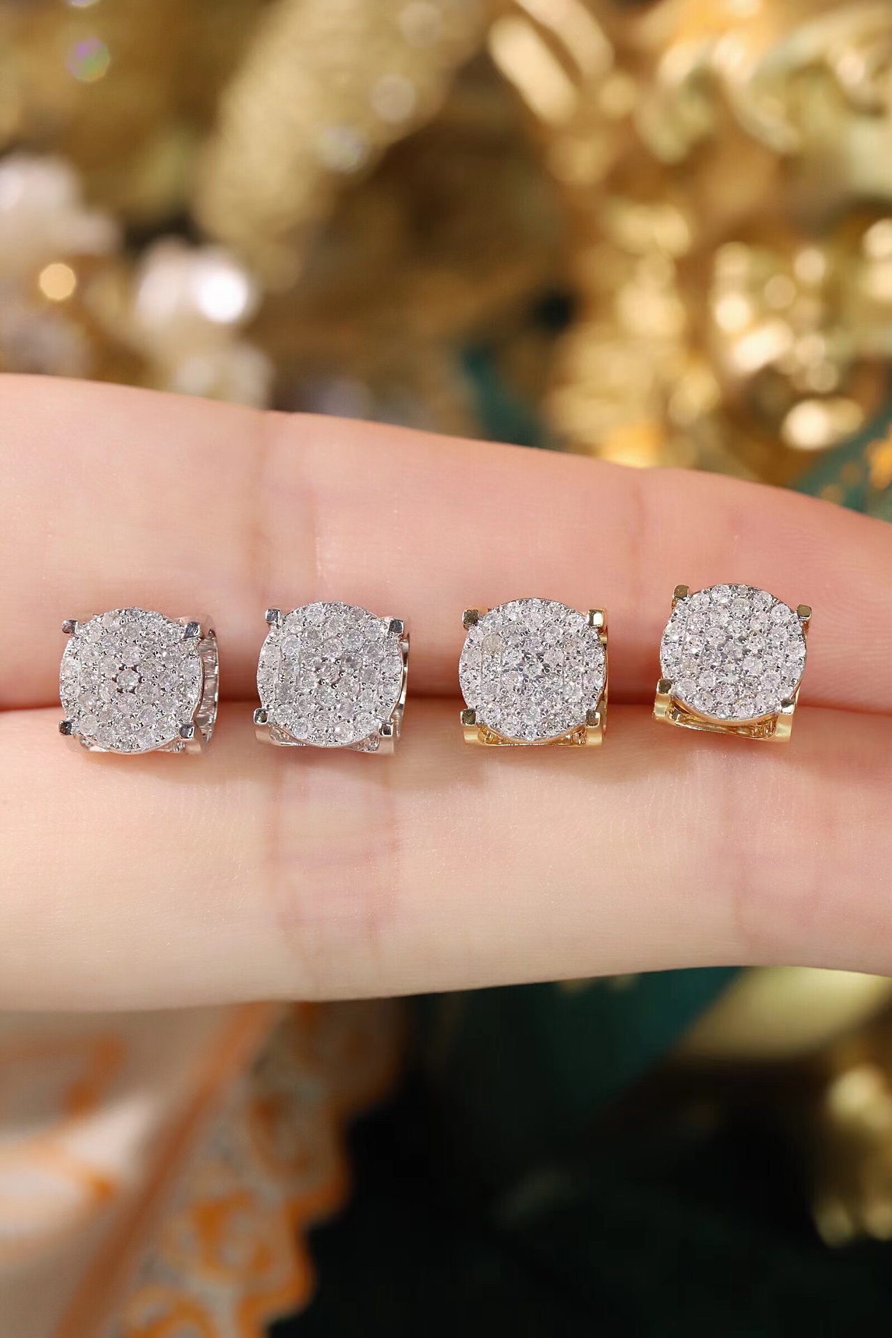 18k Gold Earring Studs with Bull Head Design; Diamond Insert of 0.50 ct Set in a Hidden Mount
