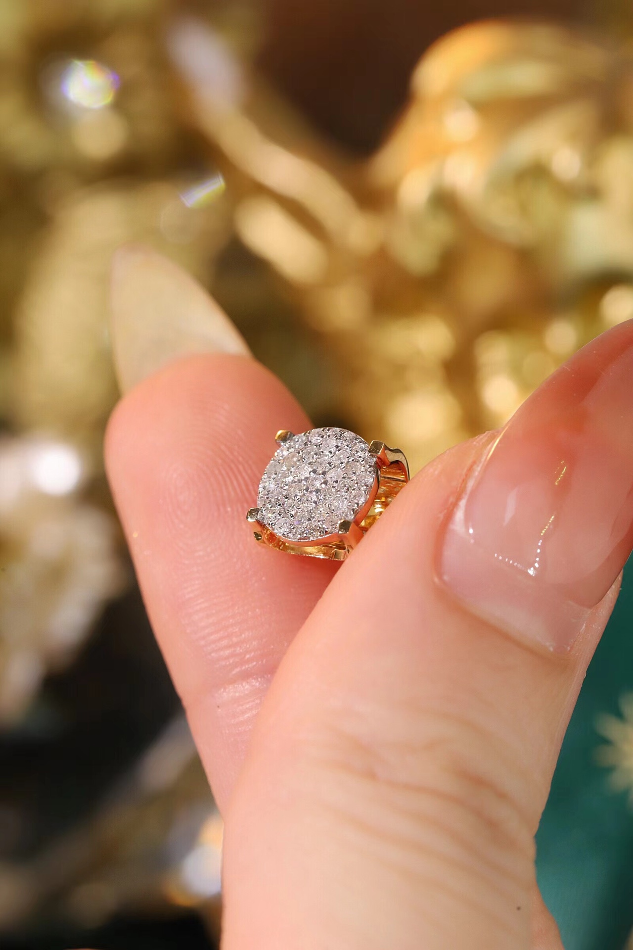 18k Gold Earring Studs with Bull Head Design; Diamond Insert of 0.50 ct Set in a Hidden Mount