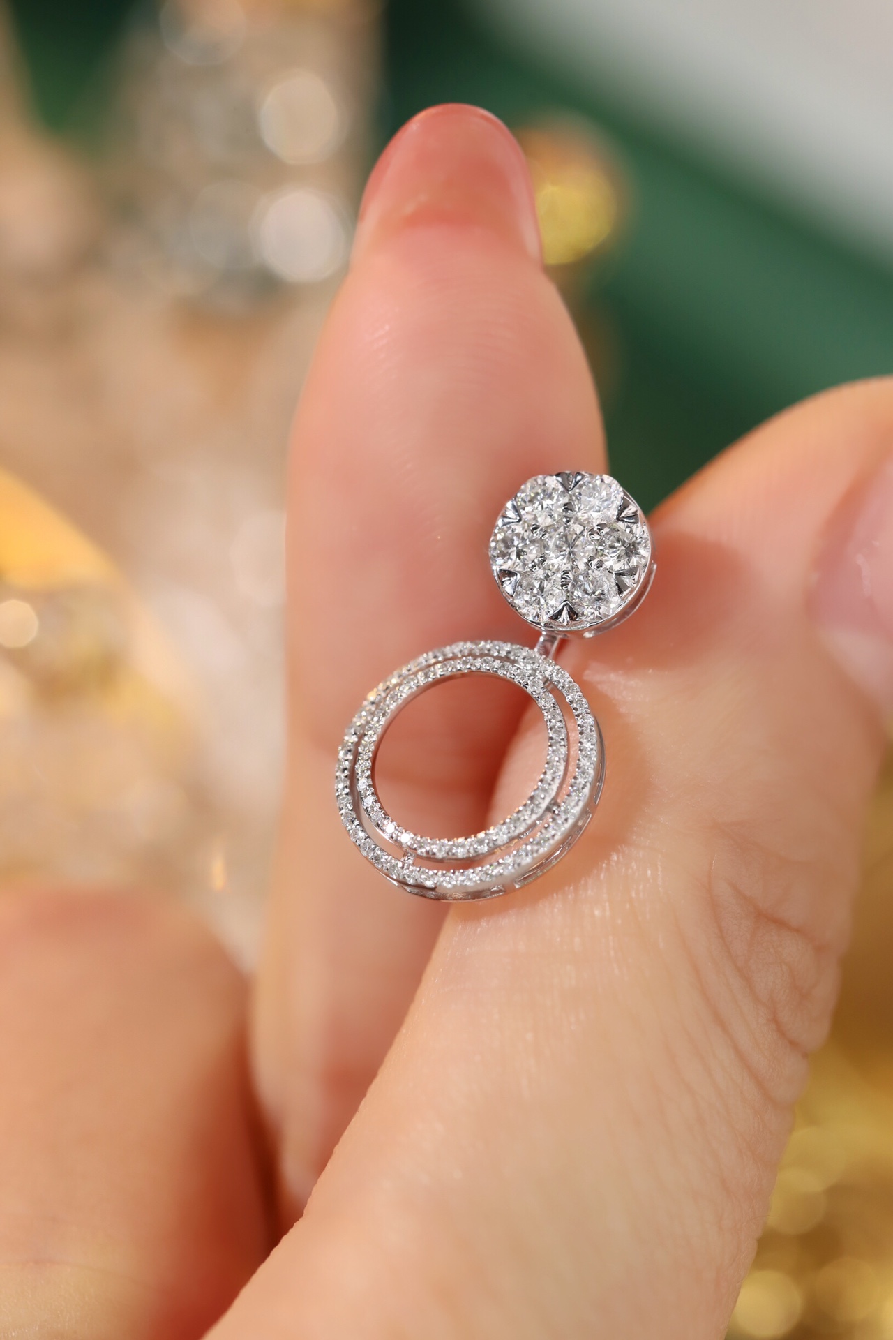18k Gold Earrings with Three Wearing Styles, Inlaid with 1.00ct Natural Diamonds 