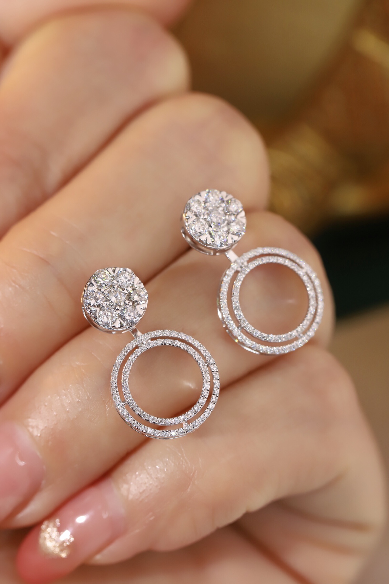 18k Gold Earrings with Three Wearing Styles, Inlaid with 1.00ct Natural Diamonds 