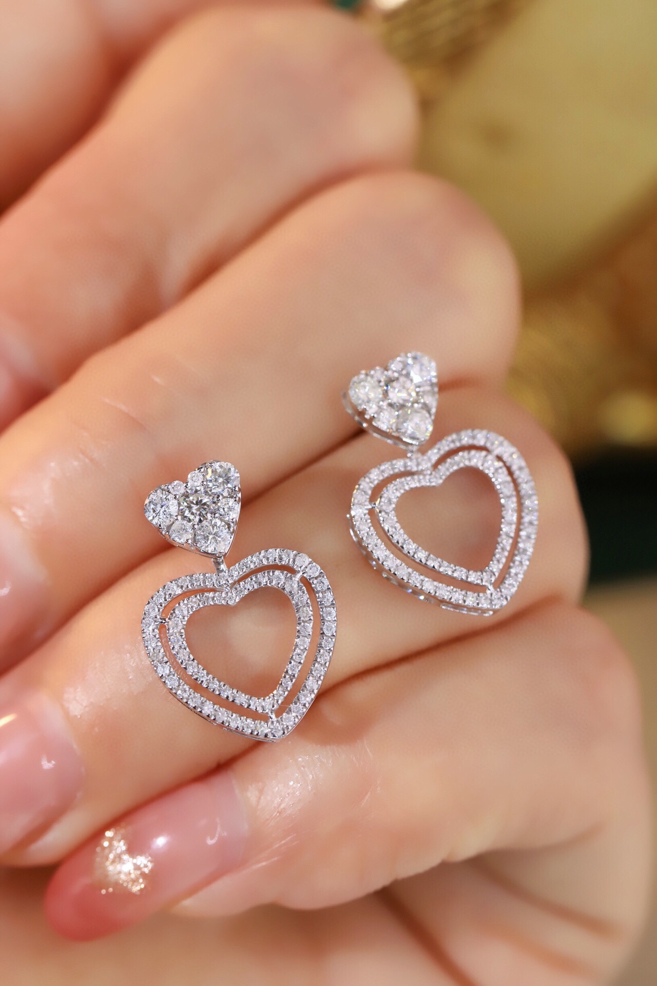 18k Gold Earrings with Three Wearing Styles, Inlaid with 1.00ct Natural Diamonds 