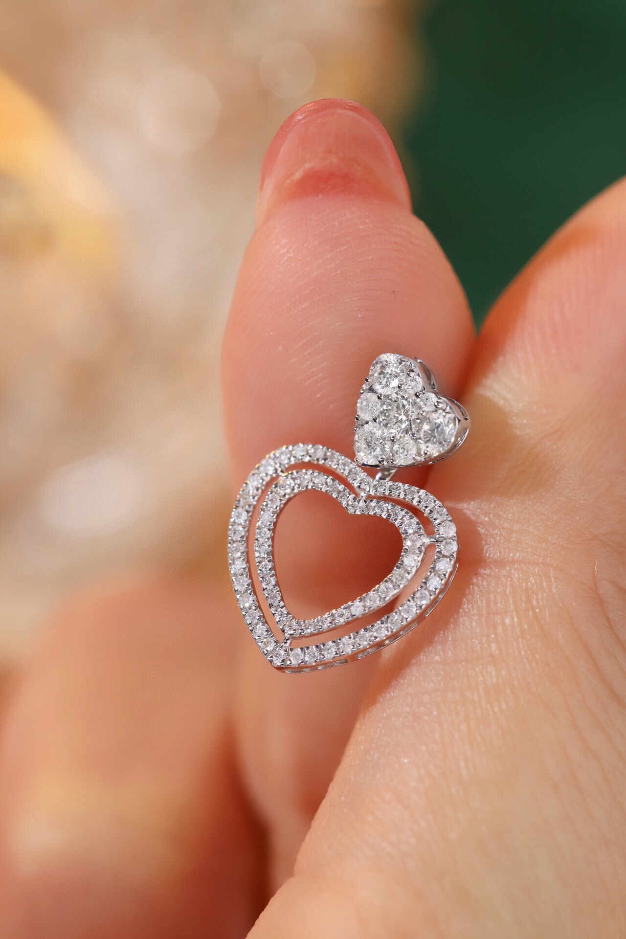 18k Gold Earrings with Three Wearing Styles, Inlaid with 1.00ct Natural Diamonds 