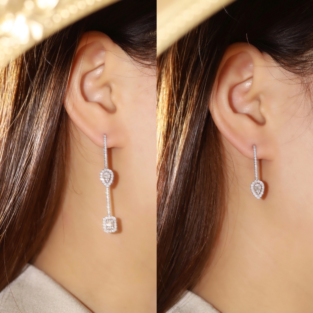 18k ear studs with two wearing options, inlaid with 1.16ct natural diamonds