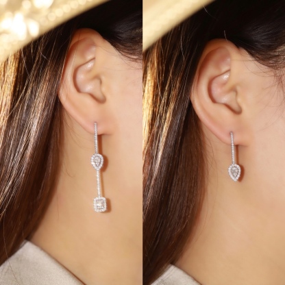 18k ear studs with two wearing options, inlaid with 1.16ct natural diamonds