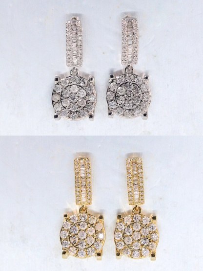 18k Gold Earrings Studded with 0.76ct Natural Diamond