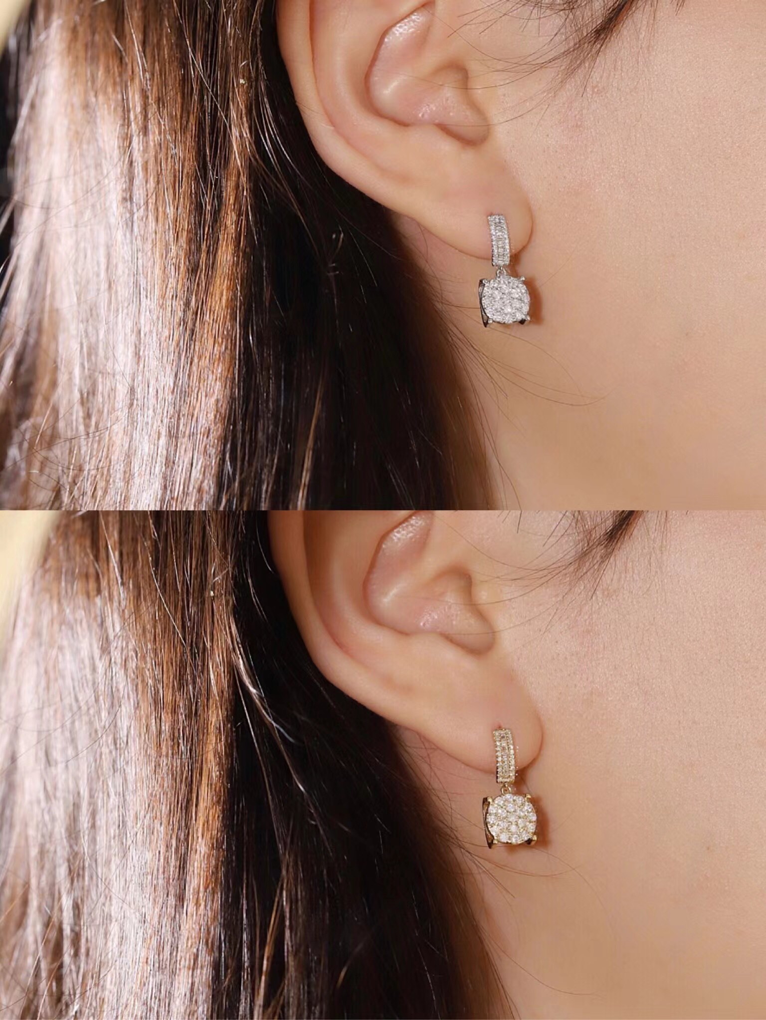 18k Gold Earrings Studded with 0.76ct Natural Diamond