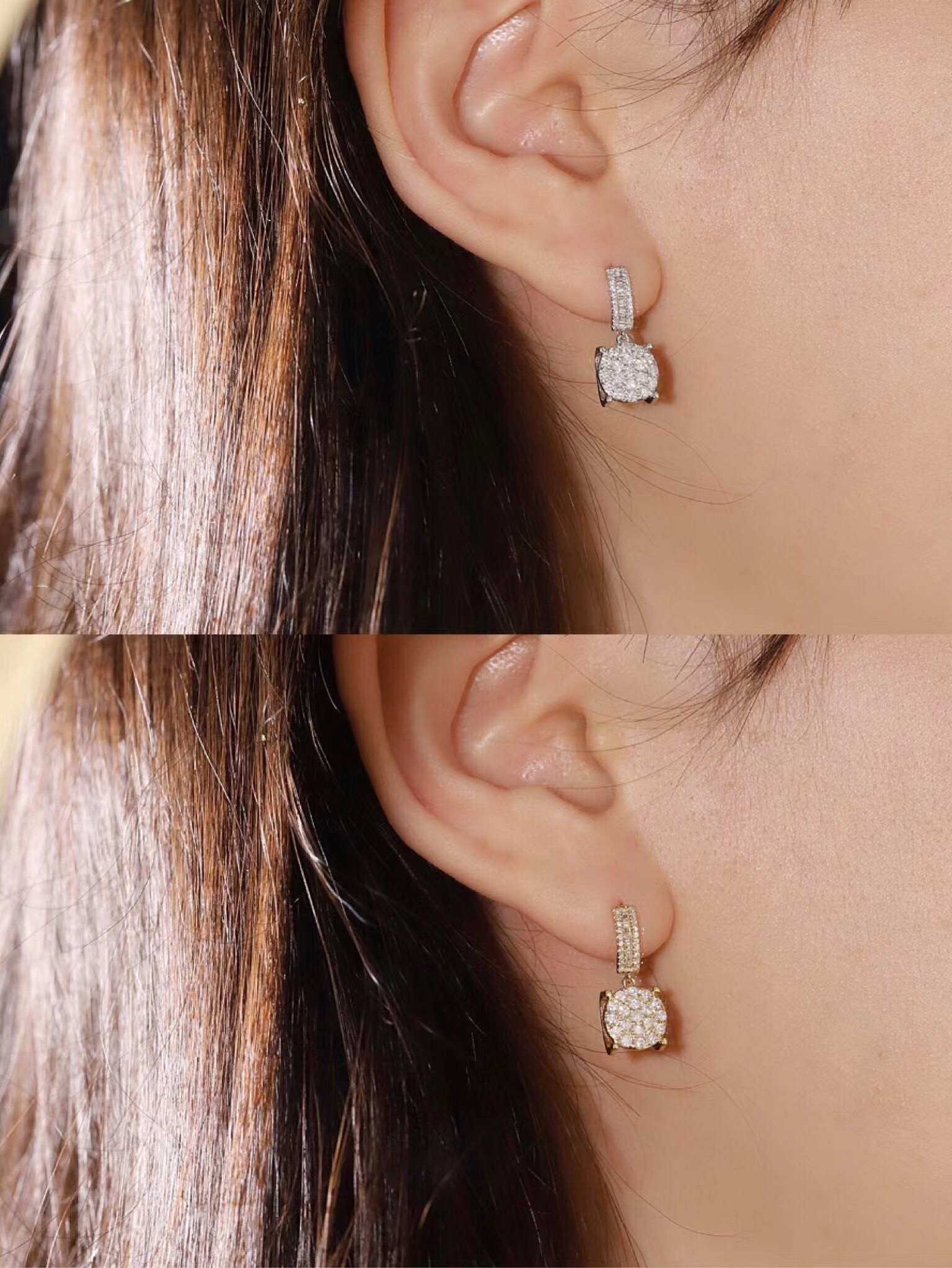 18k Gold Earrings Studded with 0.76ct Natural Diamond