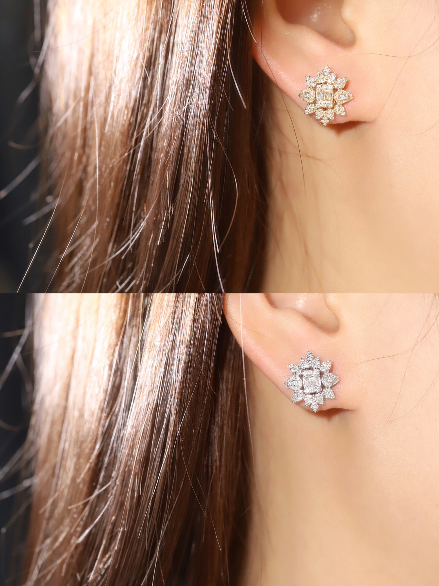 18k gold earrings set with 0.60ct natural diamond