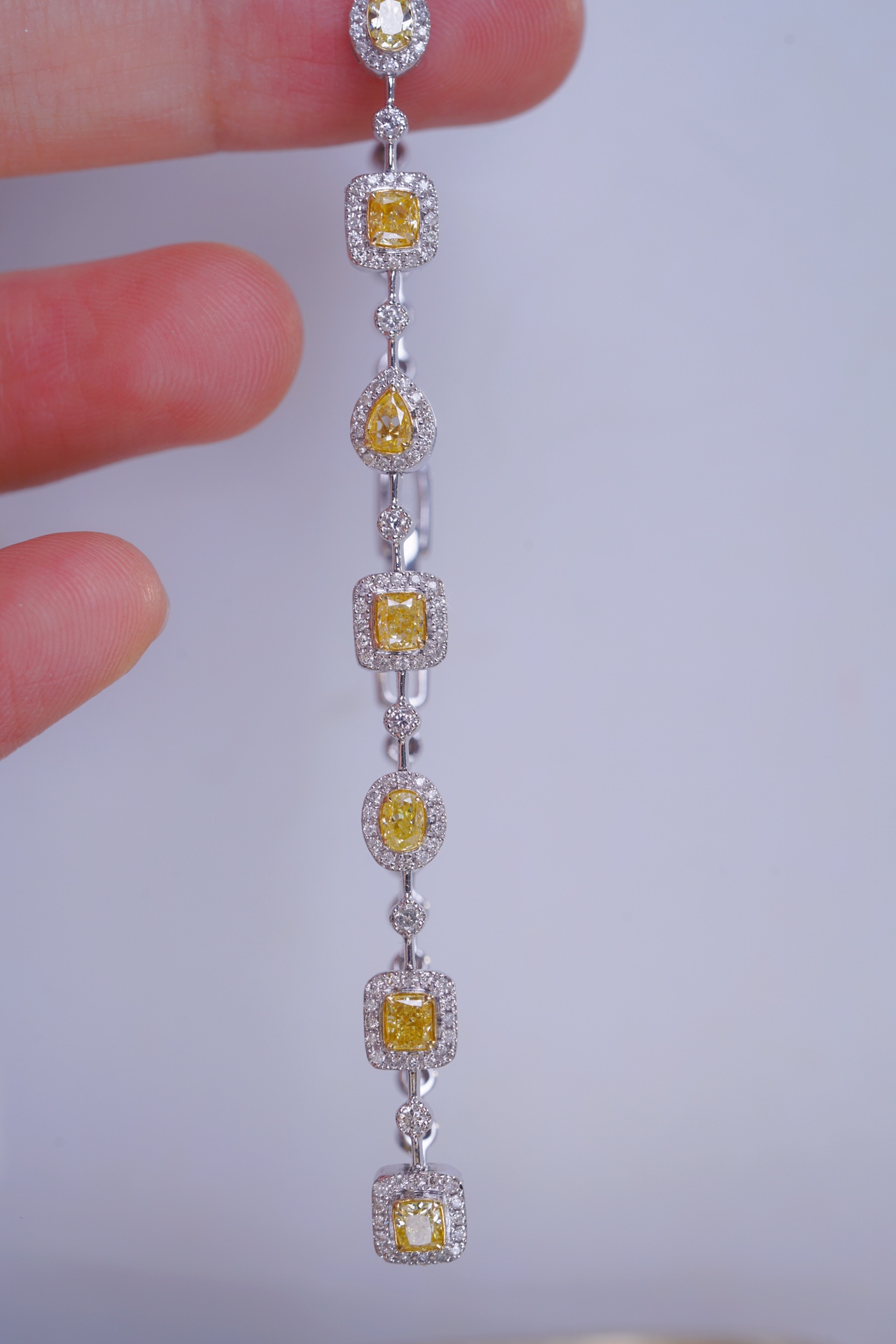 18k Gold Bracelet, Yellow Diamond Bracelet, Odd-Cut Diamonds, 1.65ct Yellow Diamond