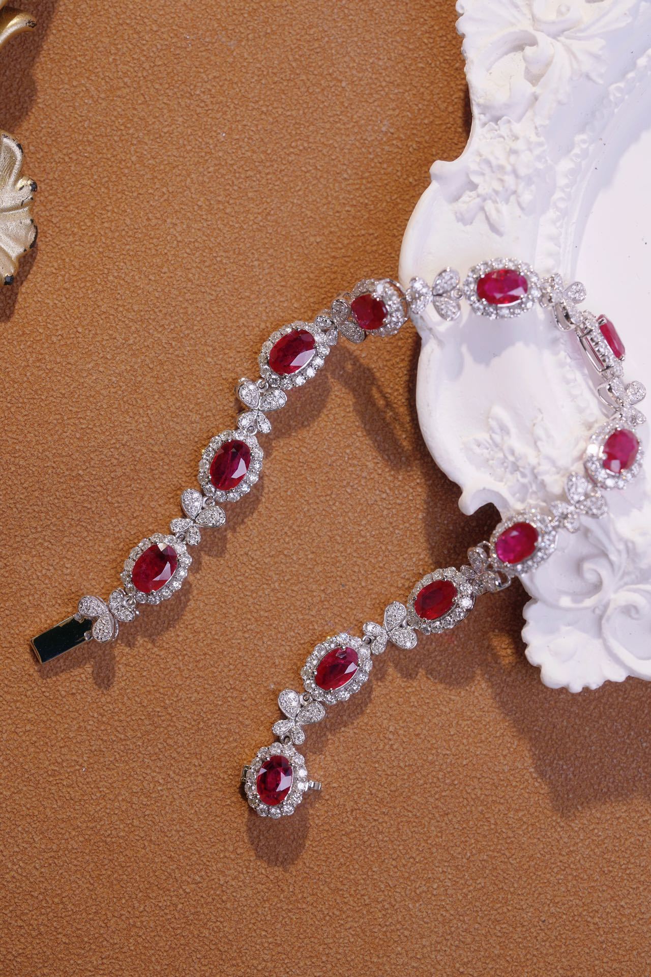 18k Gold Bracelet, Ruby Bracelet, Oval Ruby 5.50ct, Natural Diamond 2.50ct