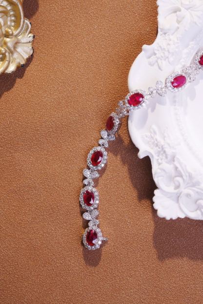 18k Gold Bracelet, Ruby Bracelet, Oval Ruby 5.50ct, Natural Diamond 2.50ct