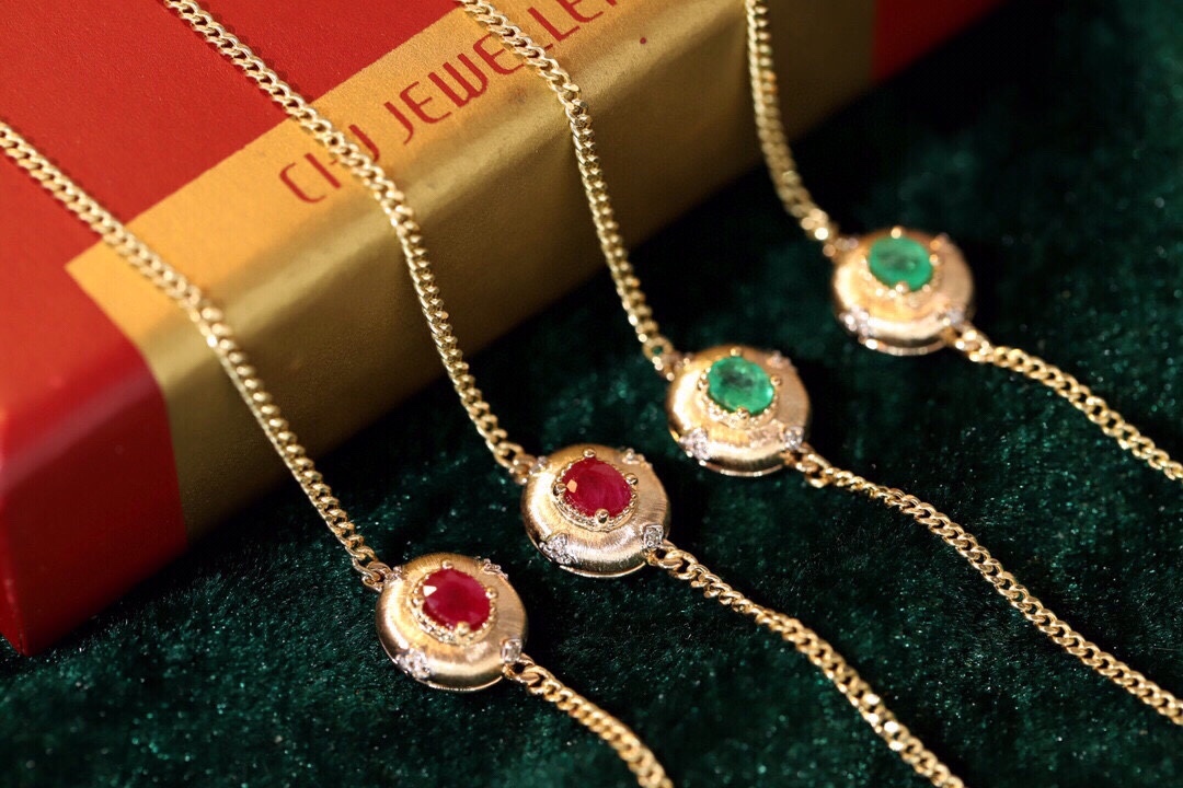 Satin finish 18k Gold Bracelet, Ruby Bracelet, Oval Ruby 0.50ct, Natural Diamond 0.03ct