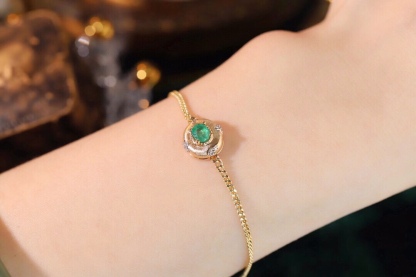 Satin finish 18k Gold Bracelet, Ruby Bracelet, Oval Ruby 0.50ct, Natural Diamond 0.03ct