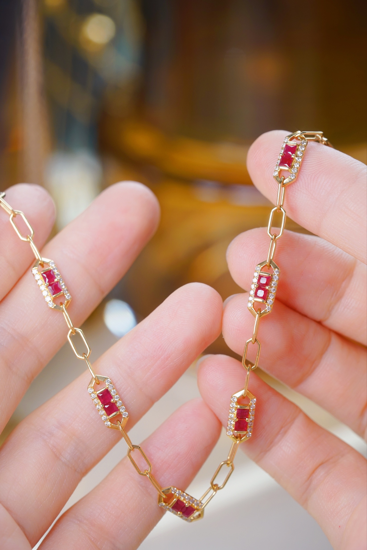 18k Gold Bracelet, Ruby Bracelet, Oval Ruby 1.50ct, Natural Diamond 0.55ct