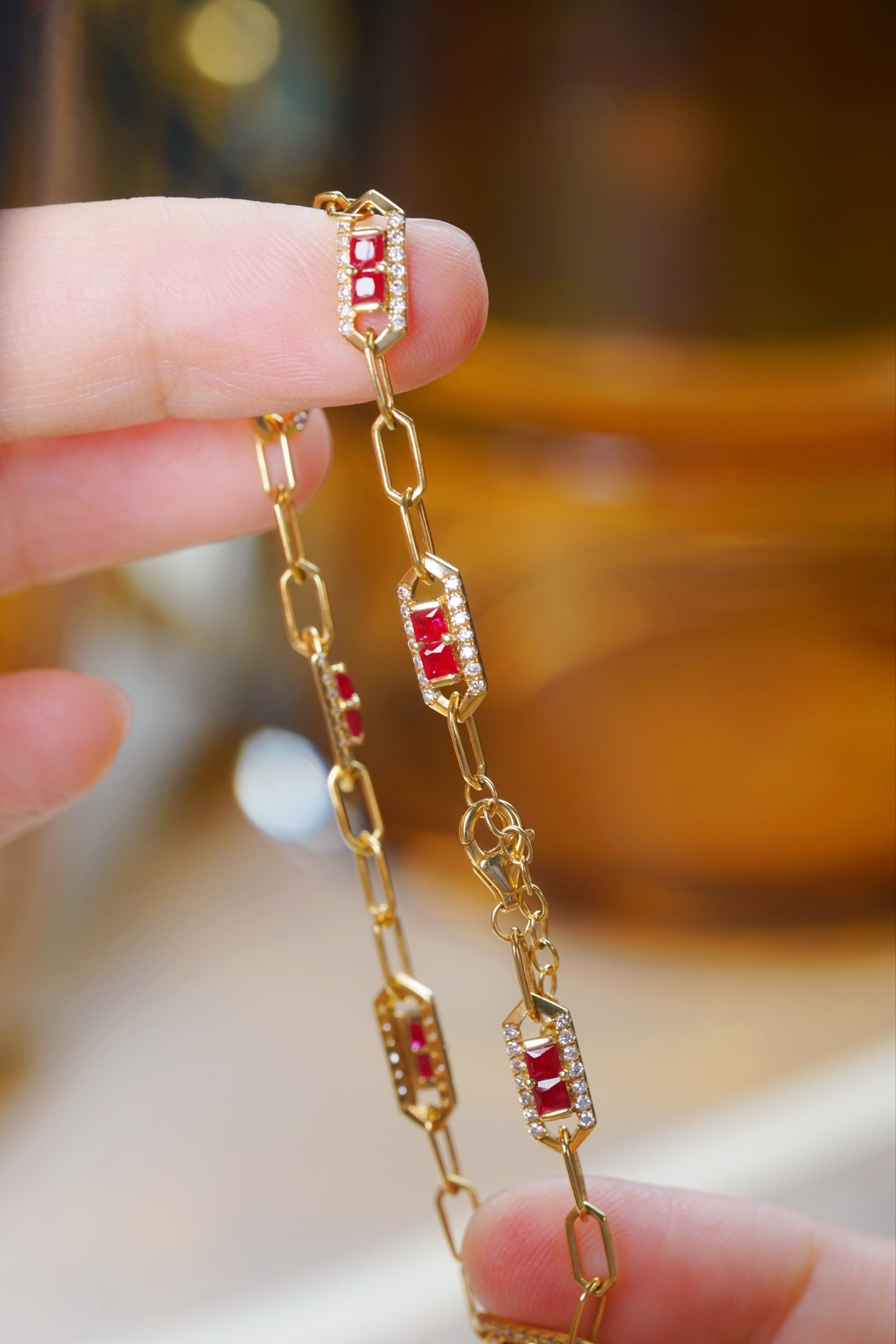 18k Gold Bracelet, Ruby Bracelet, Oval Ruby 1.50ct, Natural Diamond 0.55ct
