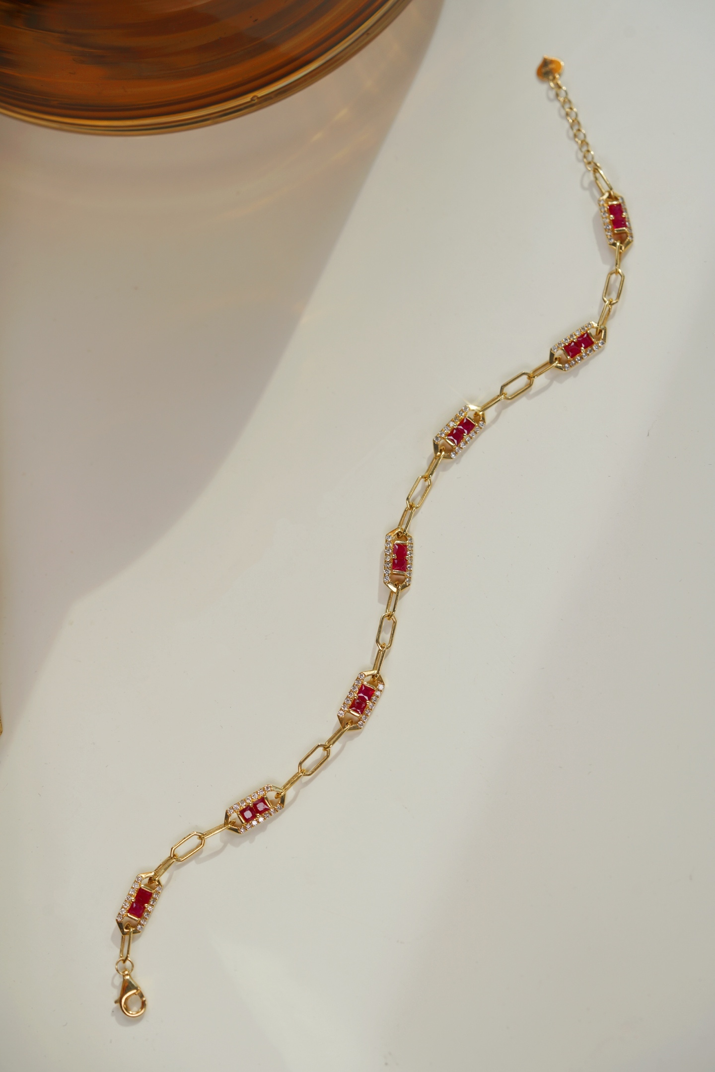 18k Gold Bracelet, Ruby Bracelet, Oval Ruby 1.50ct, Natural Diamond 0.55ct