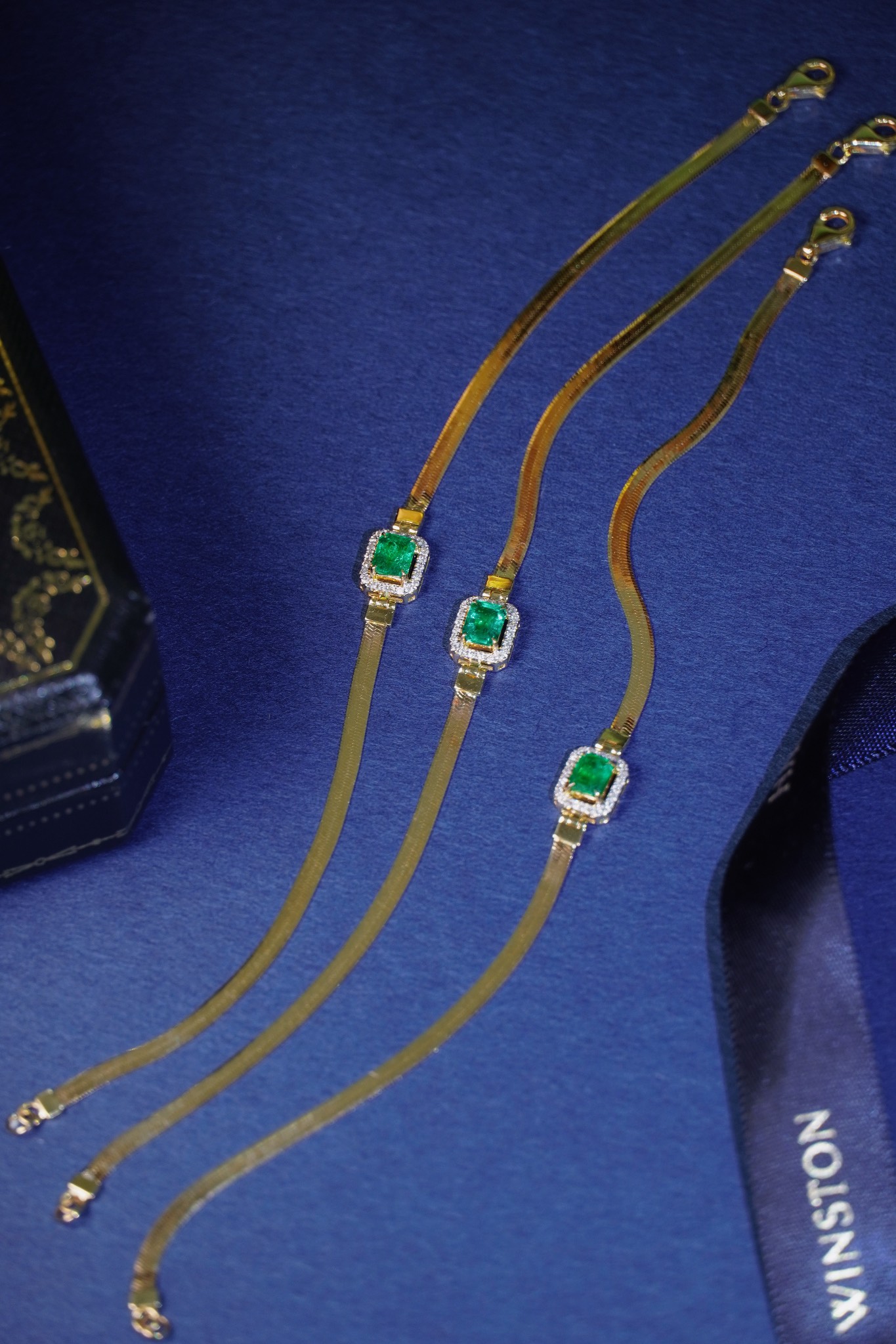 18k Gold Bracelet, Emerald Bracelet, Snake Chain Bracelet, 0.30ct Emerald, 0.10ct Natural Diamond