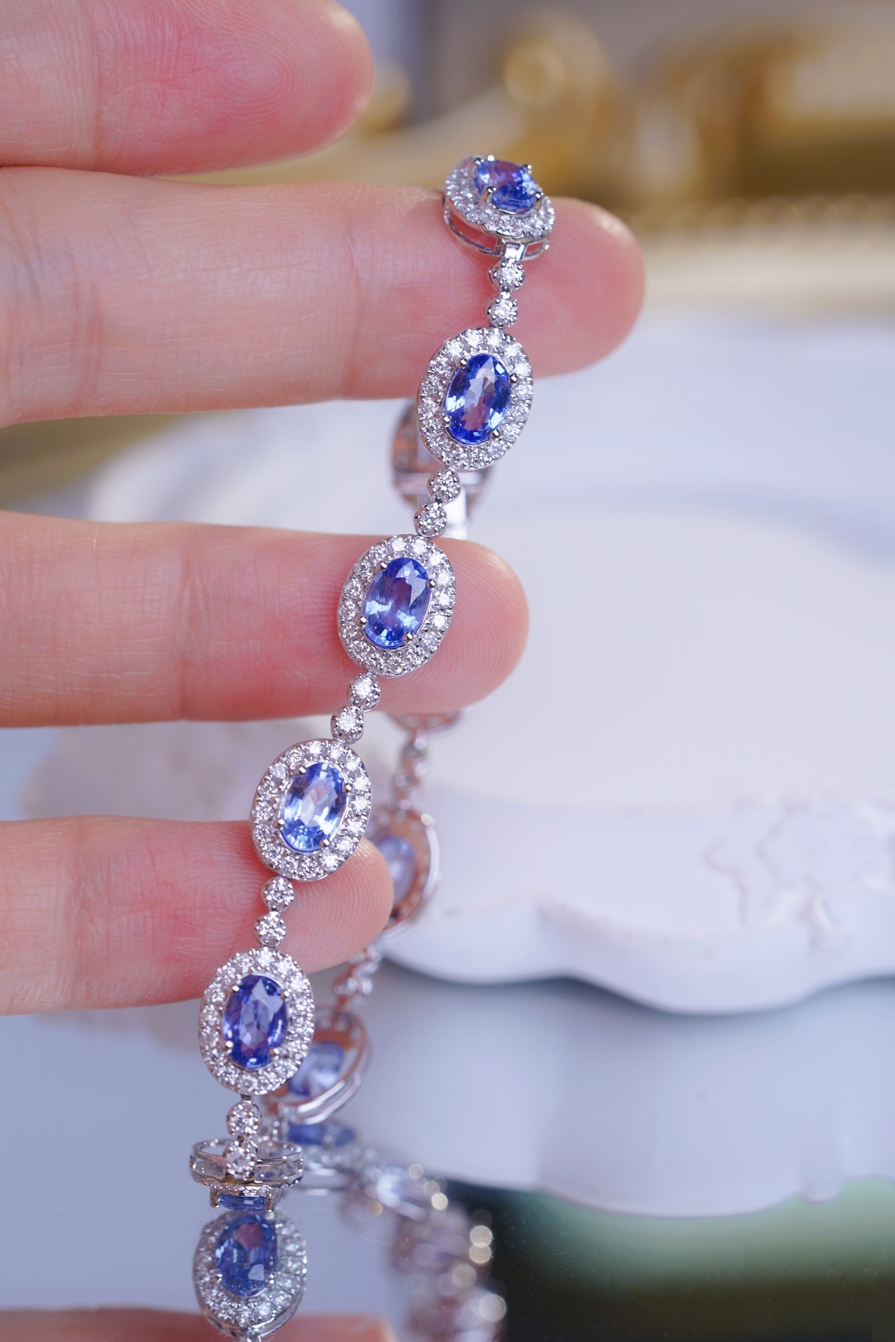 18k Gold Bracelet with Luxuriously Set Sapphires and Diamonds totaling  8.50ct