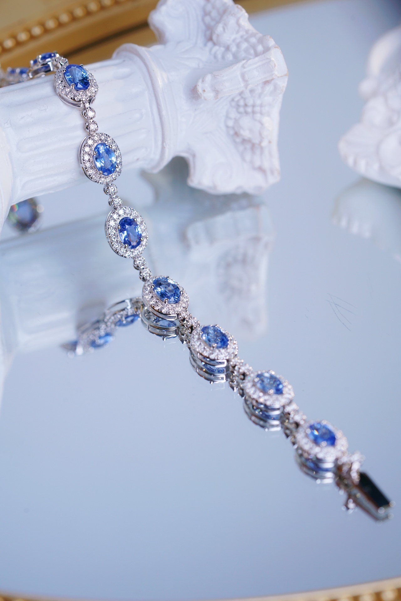 18k Gold Bracelet with Luxuriously Set Sapphires and Diamonds totaling  8.50ct