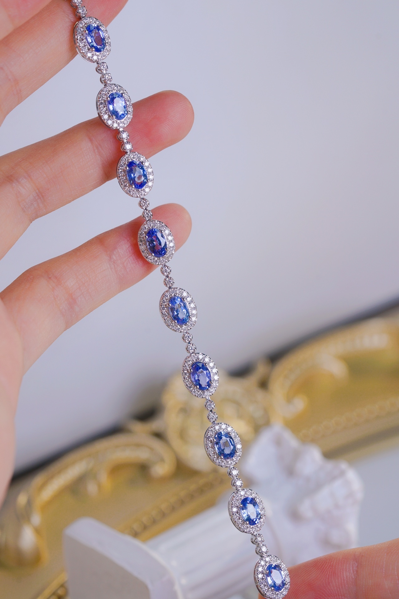 18k Gold Bracelet with Luxuriously Set Sapphires and Diamonds totaling  8.50ct