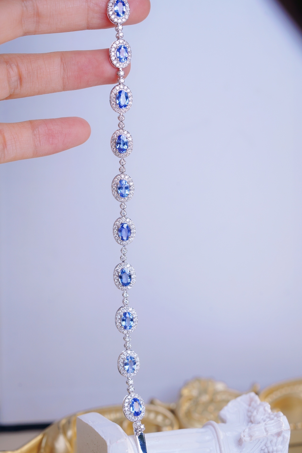 18k Gold Bracelet with Luxuriously Set Sapphires and Diamonds totaling  8.50ct