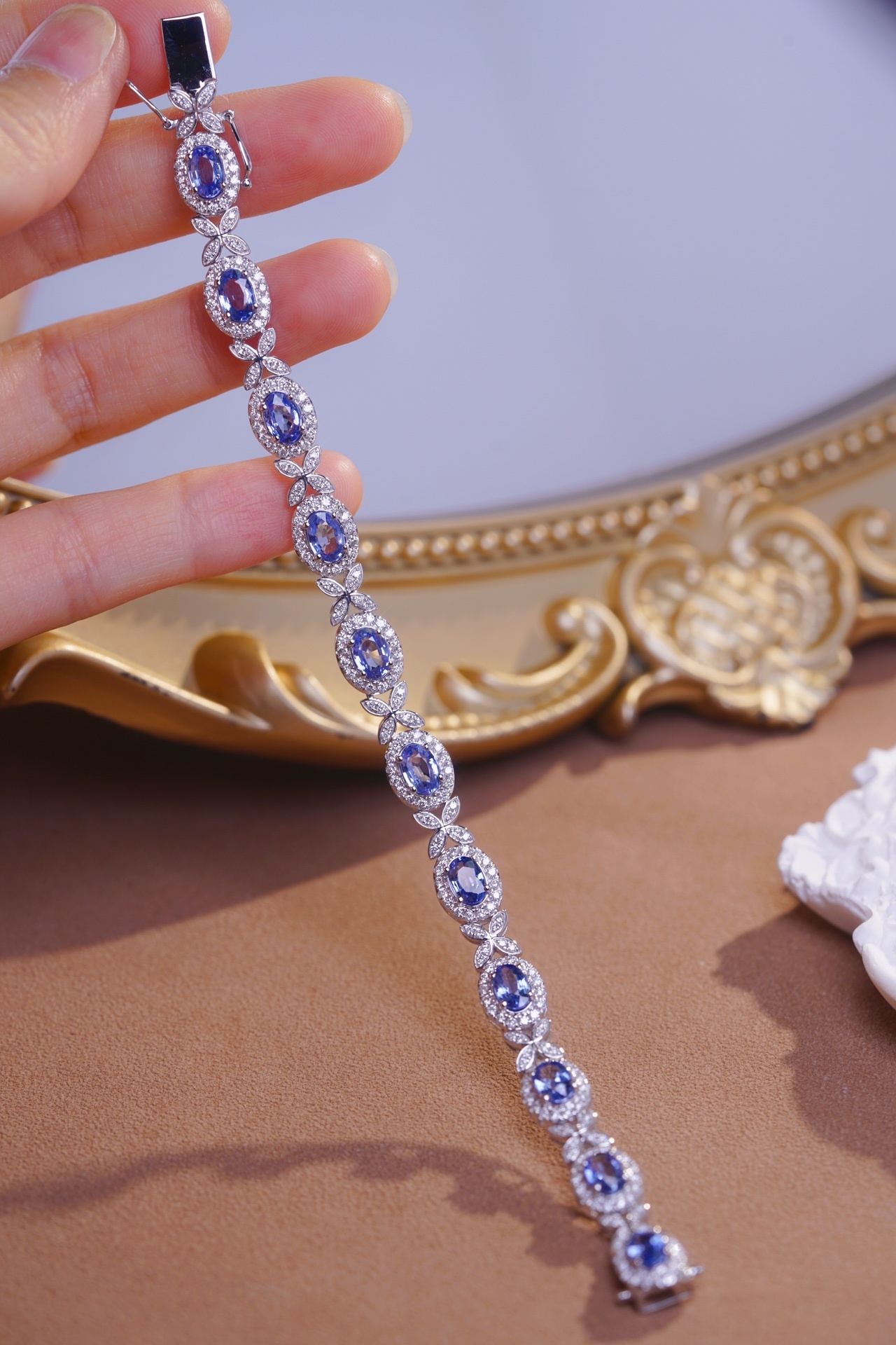 18k Gold Bracelet with Luxuriously Set Sapphires and Diamonds totaling  8.80ct