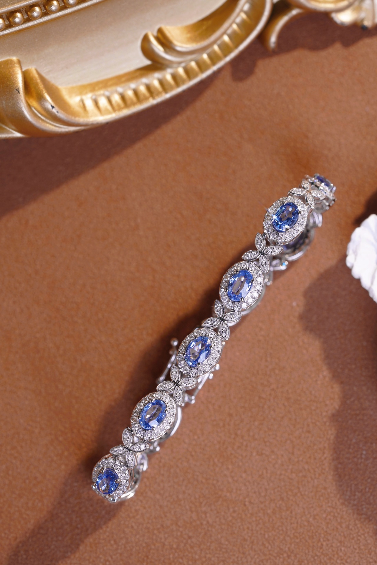 18k Gold Bracelet with Luxuriously Set Sapphires and Diamonds totaling  8.80ct