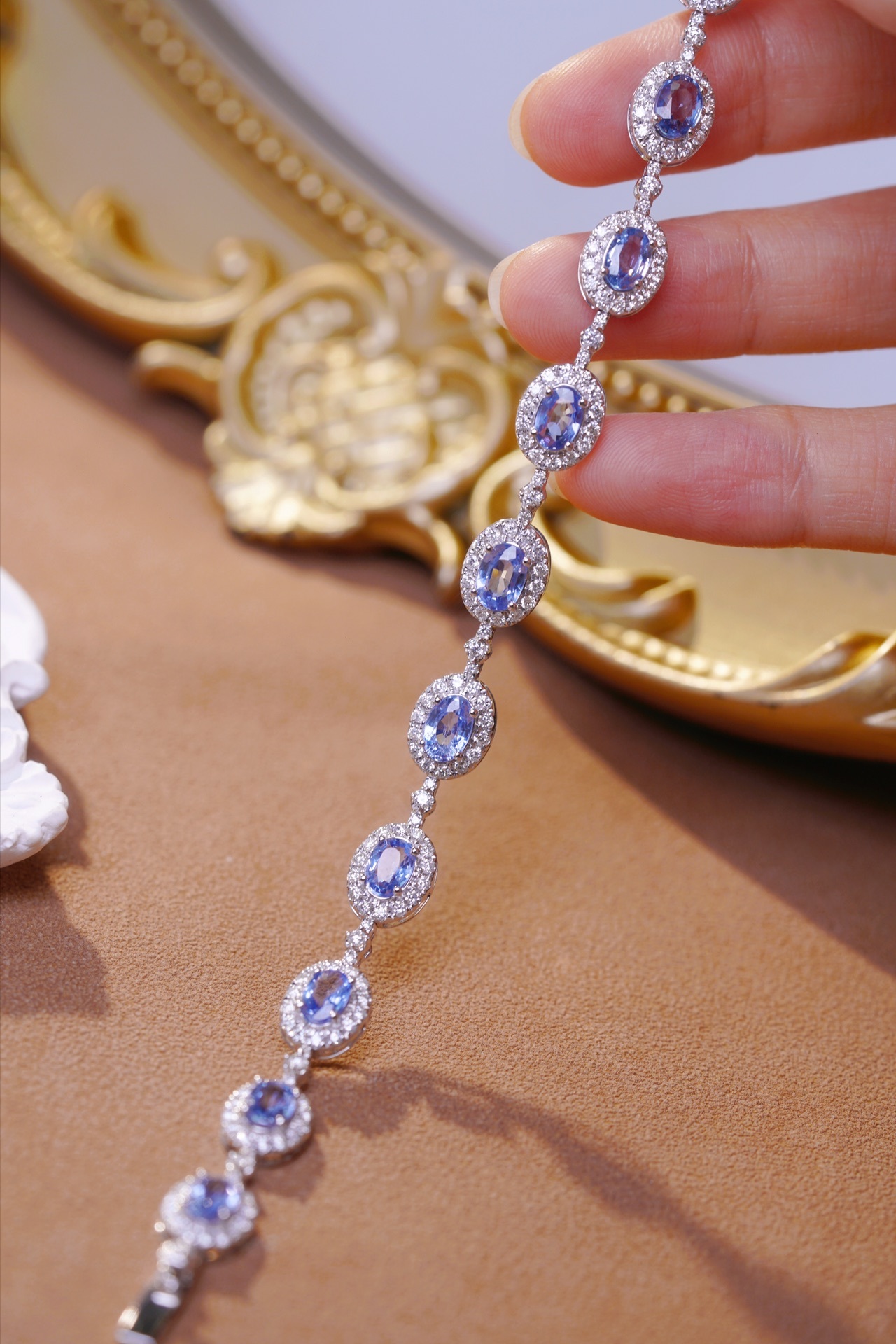 18k Gold Bracelet with Luxuriously Set Sapphires and Diamonds totaling  8.60ct