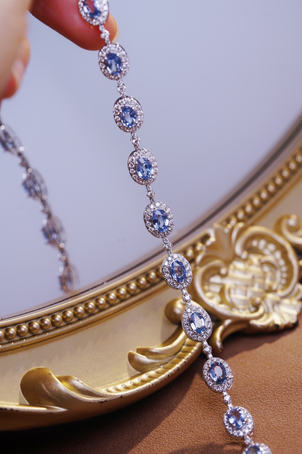 18k Gold Bracelet with Luxuriously Set Sapphires and Diamonds totaling  8.60ct