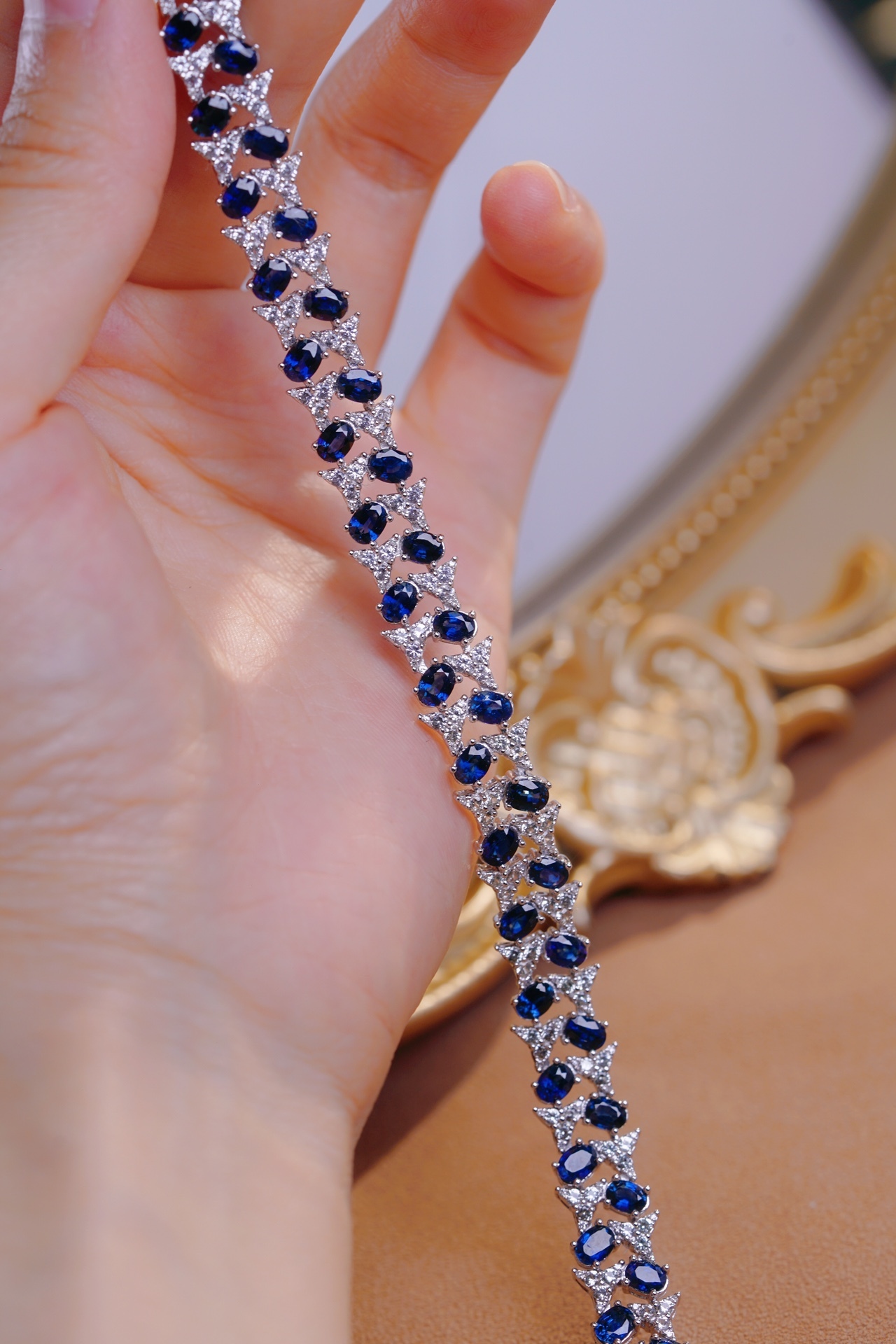 18k Gold Bracelet with Luxuriously Set Sapphires and Diamonds totaling 13.50ct