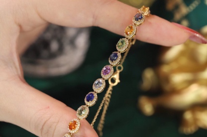 18k Gold Bracelet with Fancy Sapphires and Natural Diamonds – 0.60ct Fancy Sapphires and 4.08ct Diamonds