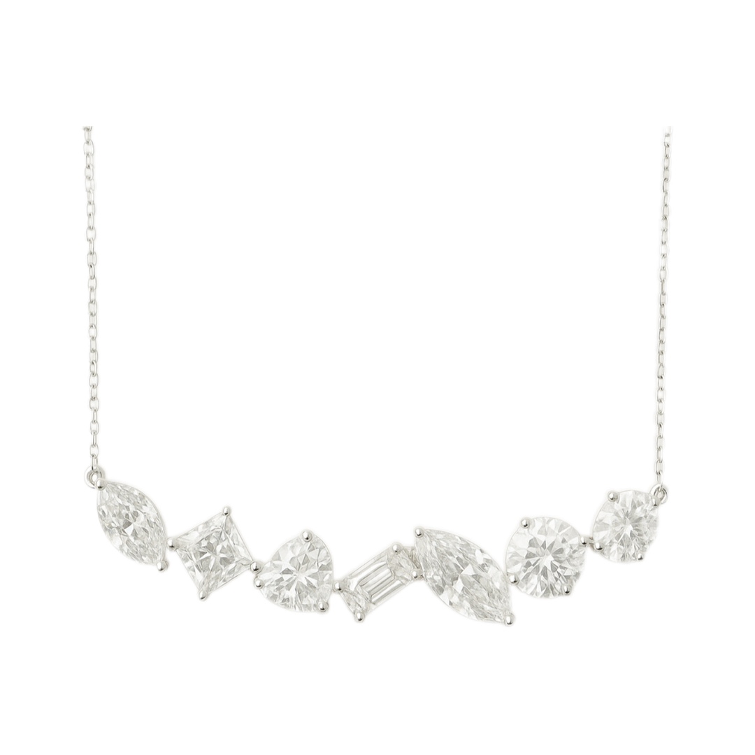 10K gold 3.20-carat laboratory-grown diamond necklace, consisting of various cut diamonds