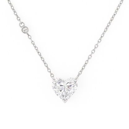 10k Gold Necklace with 1-carat Heart-Shaped Diamond, Lab-Grown