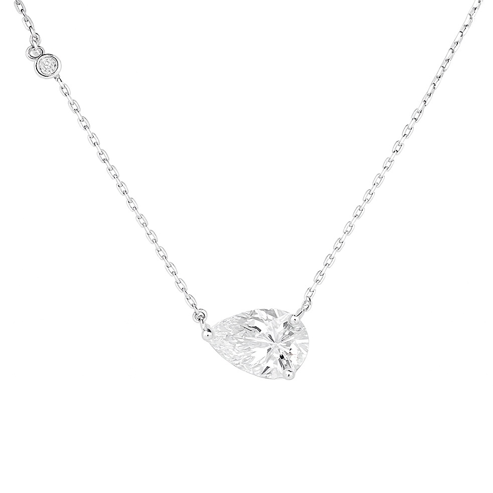10k Gold Necklace with 1.10ct Laboratory-Grown Diamond in Teardrop Shape