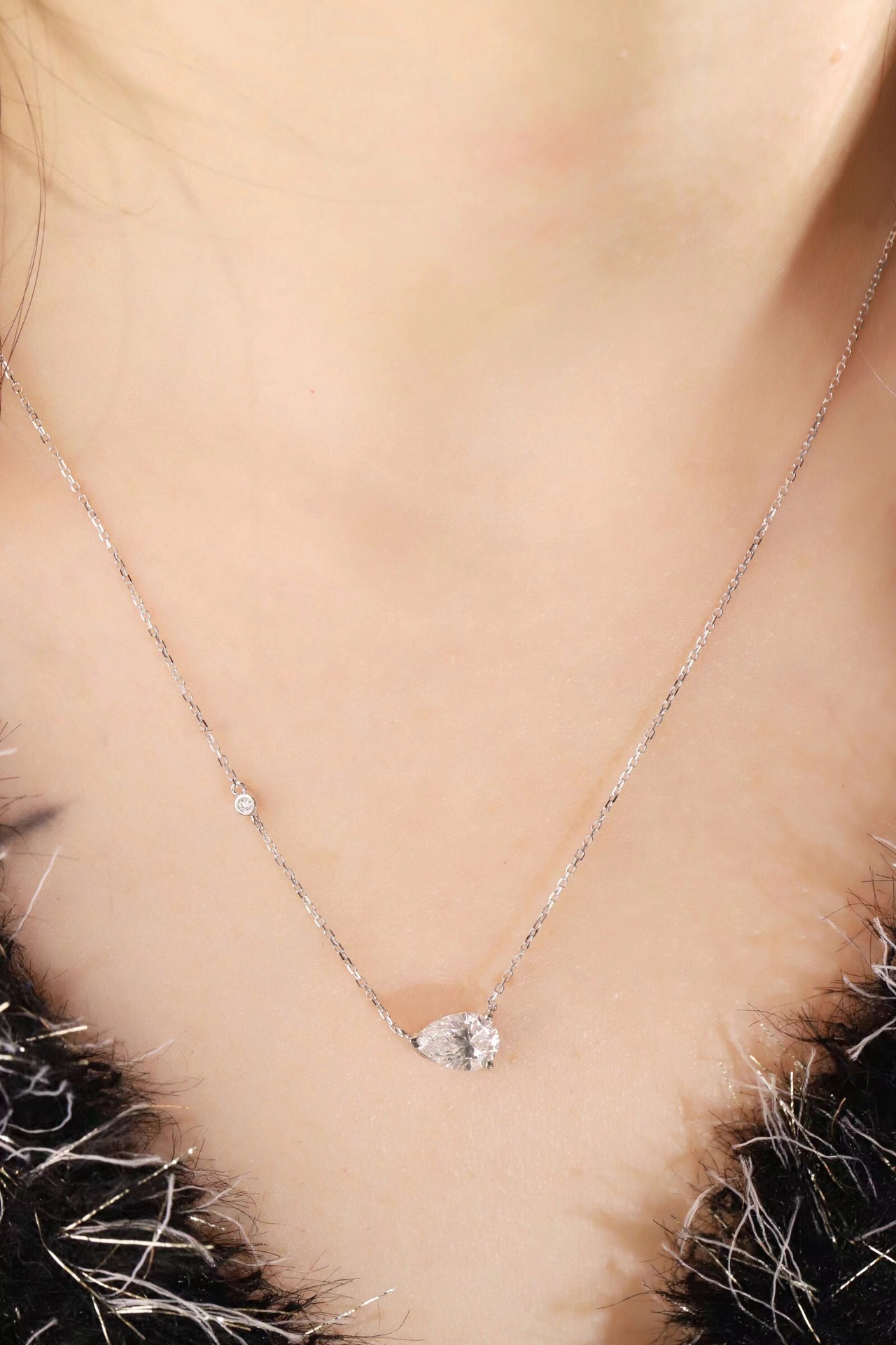 10k Gold Necklace with 1.10ct Laboratory-Grown Diamond in Teardrop Shape