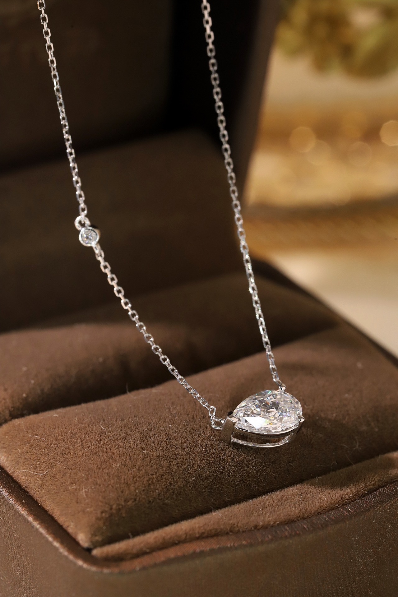 10k Gold Necklace with 1.10ct Laboratory-Grown Diamond in Teardrop Shape