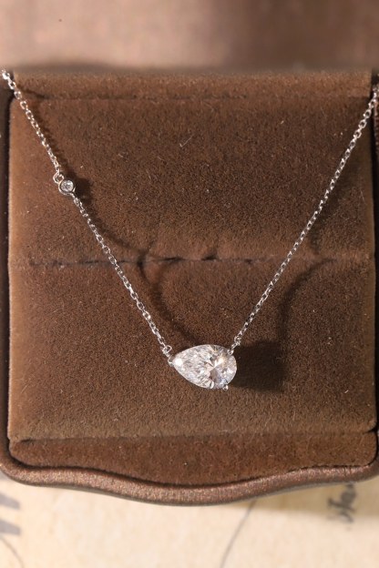 10k Gold Necklace with 1.10ct Laboratory-Grown Diamond in Teardrop Shape