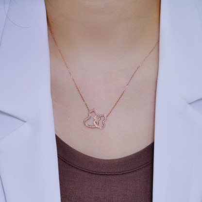 18k Gold Gourd Necklace Set with 0.30ct Natural Diamond