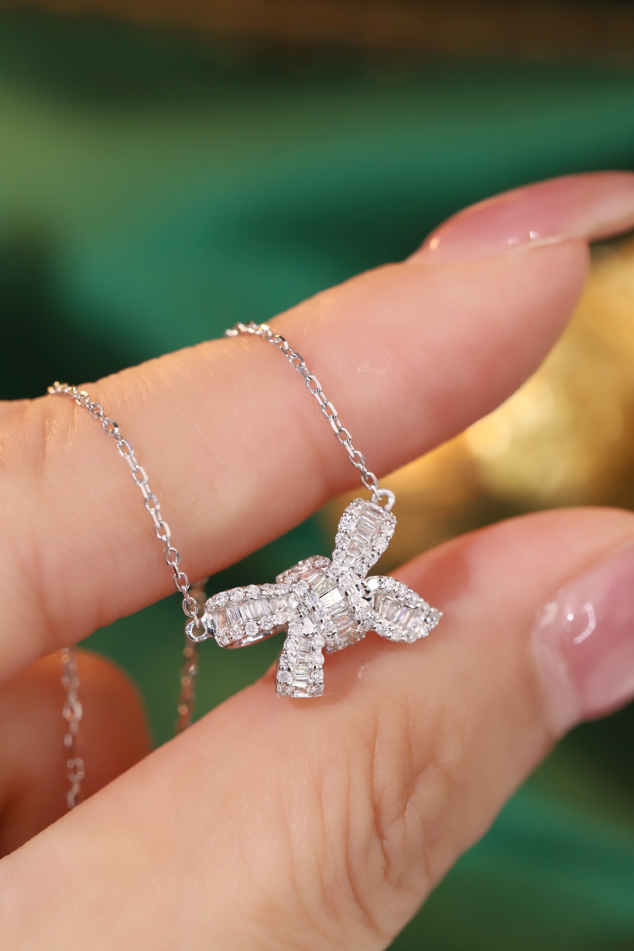 18k Gold Butterfly Necklace Set with 0.30ct Natural Diamond