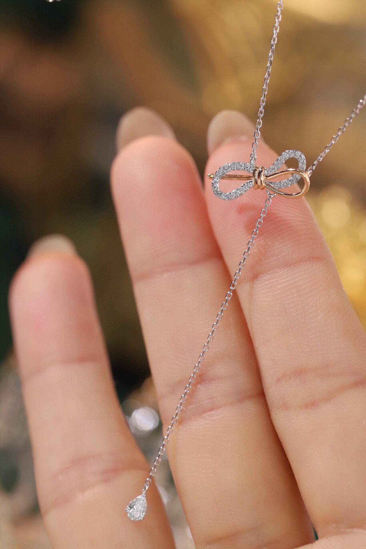 18k Gold Butterfly Necklace Set with 0.20ct Natural Diamond