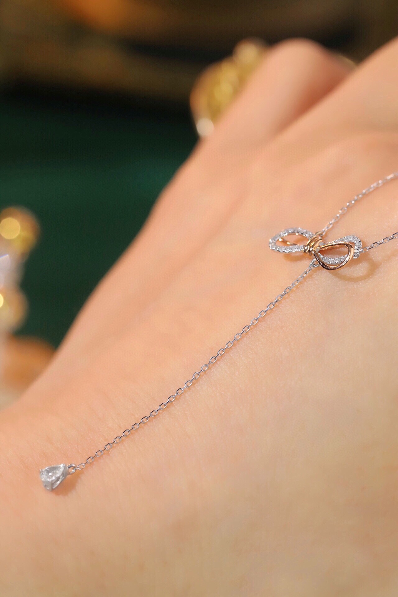 18k Gold Butterfly Necklace Set with 0.20ct Natural Diamond