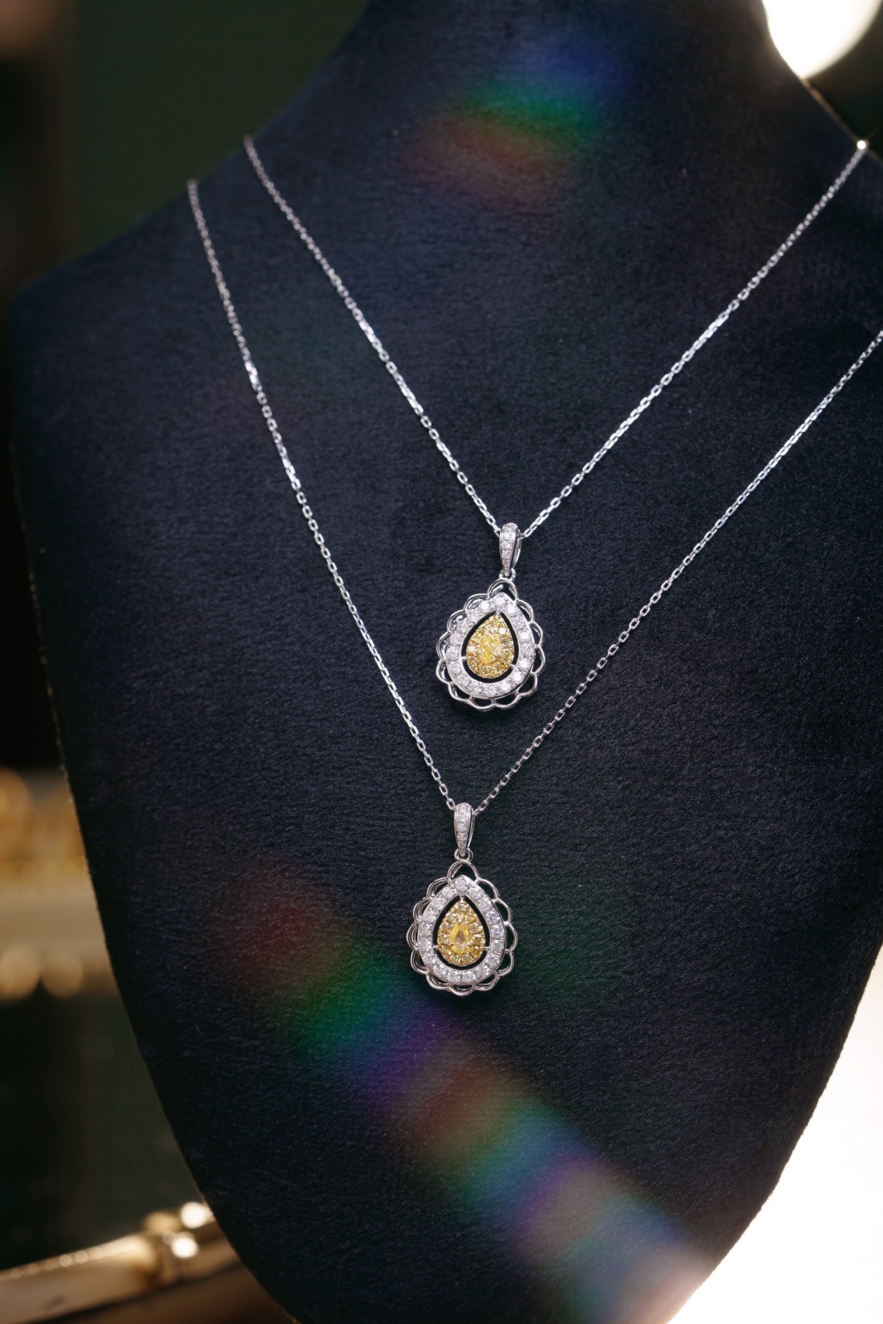 18k Gold Necklace, Yellow Diamond Necklace, Studded with 0.55ct Natural Diamonds