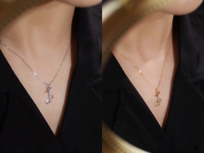 18k Gold Necklace with the Letter "J" Inlaid with 0.05ct Natural Diamond